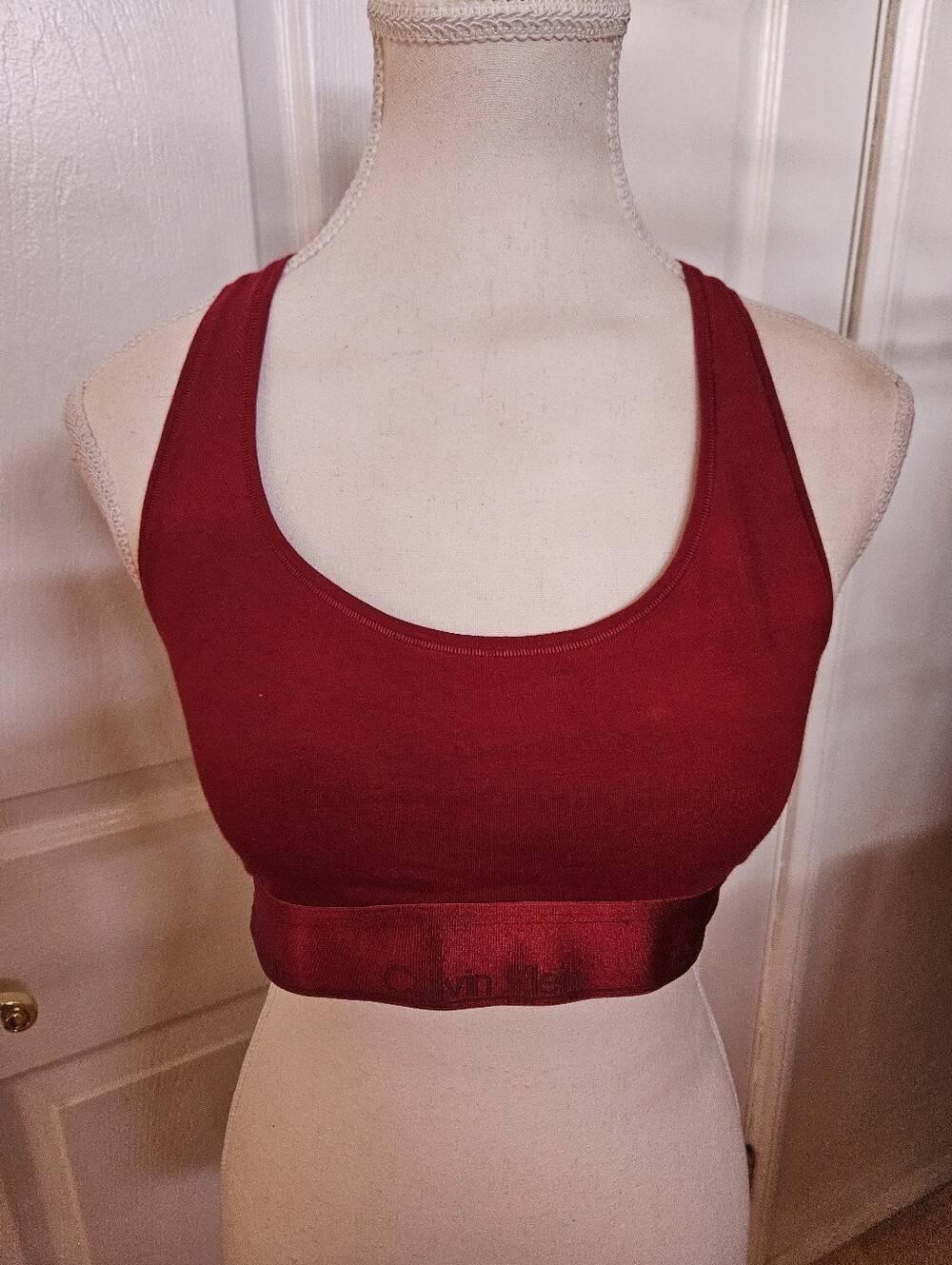 CALVIN KLEIN Juneberry Red Icon Cotton Modal Holiday Shine Bralette L - Picture 6 of 11